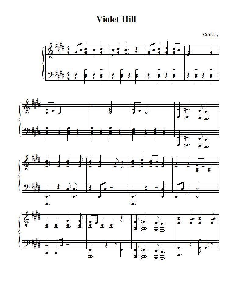 Music Scores: Coldplay - Violet Hill (Sheet Music)